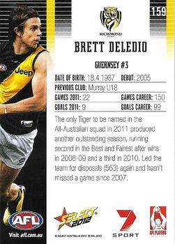 2012 Select AFL Champions #159 Brett Deledio Back